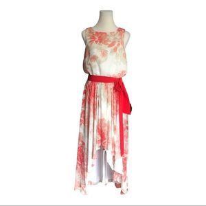 White House Black Market Coral Petals Dress - Hi-Low - Sz 10 - NWOT
